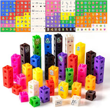 100 Pcs Math Linking Cubes with 384 Cartoon Stickers   Essential Counting Cubes