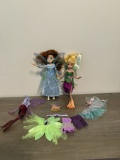 Lot of Disney Store Fairies Dolls 10" Tinker Bell With Extra Clothes