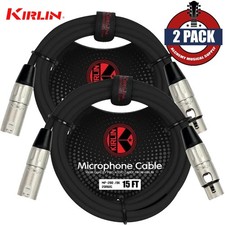 2-PACK Kirlin 15FT 3-Pin XLR Male to Female 20AWG Microphone Cable MP-280-15/BK