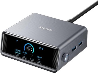 Anker Prime 250W USB C Ladegerät 6-Port  2,26'' LCD-Display Smart Control Regler