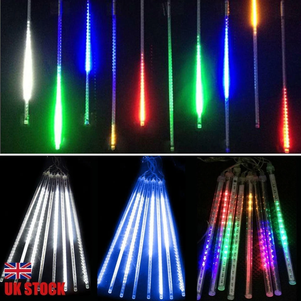192/288LED Meteor Shower Lights Outdoor Christmas Lights Snowfall Rain Drop UK - Image 4 of 4