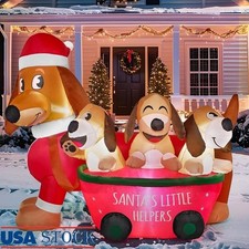 5FT Christmas Puppy Inflatable W/ LED Lights Self Inflatable Yard Decor New