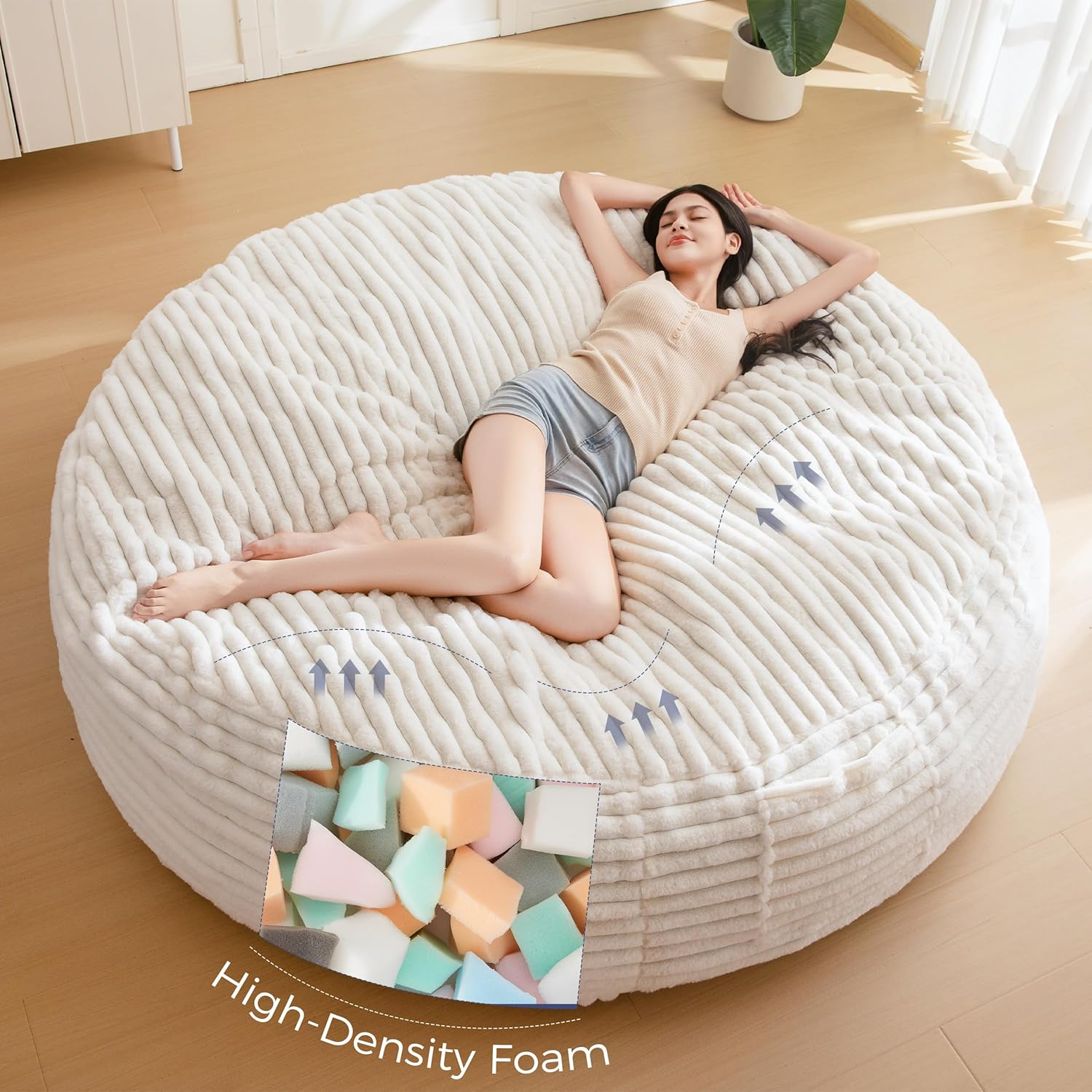 Bean Bag Chair for Adults, Large Ft Bean Bag Chair with Foam