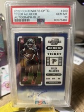 2022 Panini Contenders Optic Rookie Ticket Auto Tyler Allgeier Blue Prizm 47/75