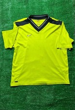 Vintage Nike Dri-Fit V-Neck Soccer Jersey Yellow Black Men's XXL