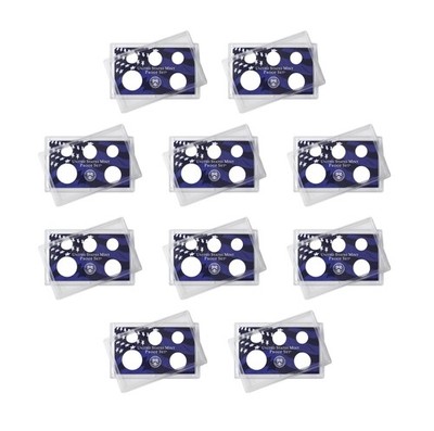 Empty Plastic Lens with blue Insert Holds 5 Coins, 10 Pack