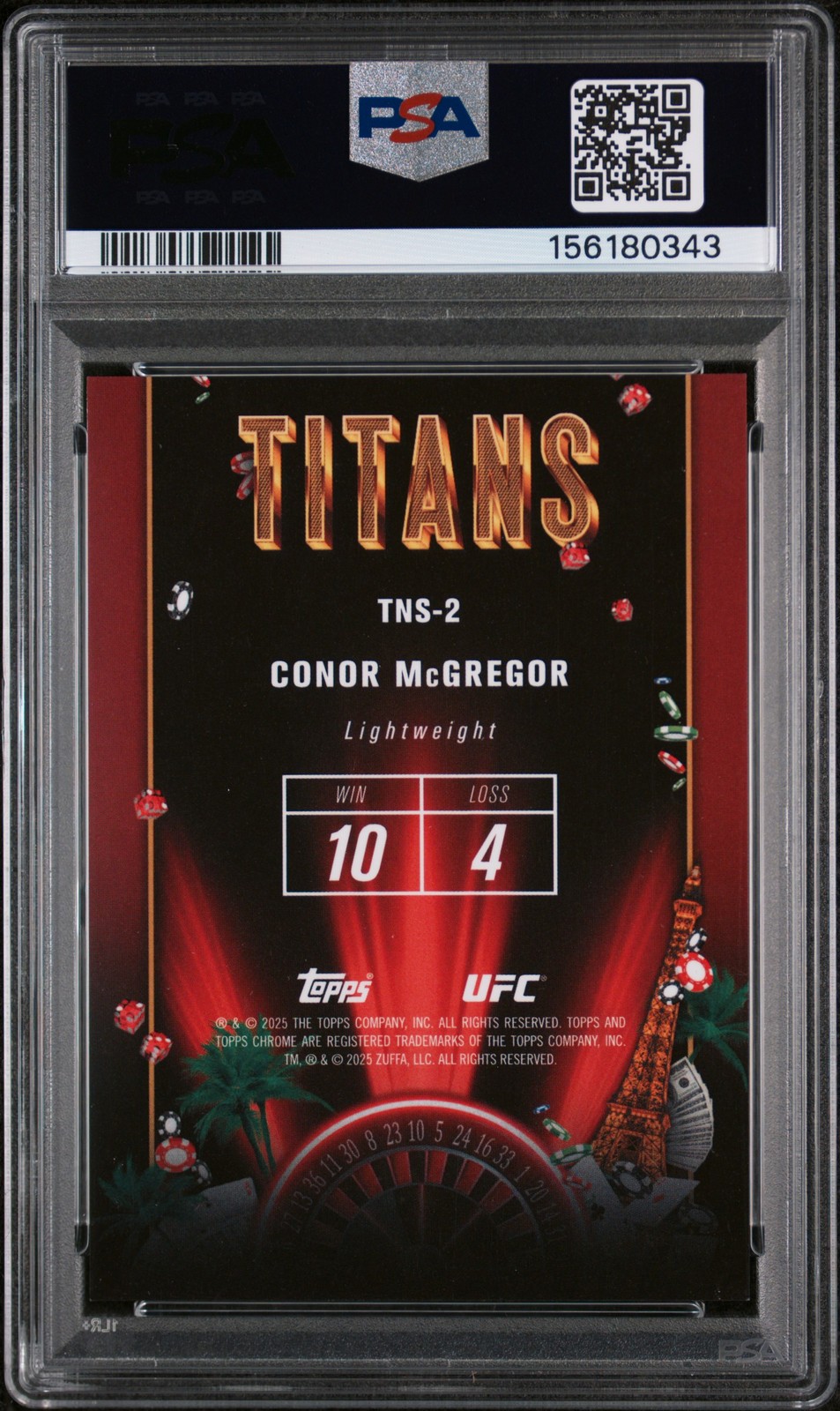 2025 TOPPS CHROME UFC TITANS #TNS2 CONOR MCGREGOR PSA 9 view 2