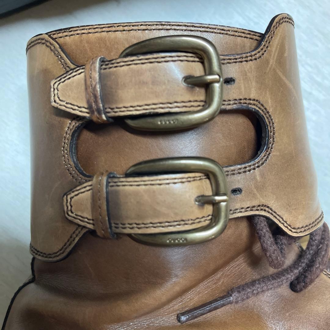 Gucci Lace Up Boots Brown Leather With Zipper Size 7.5 US About8 For Men thumbnail 15