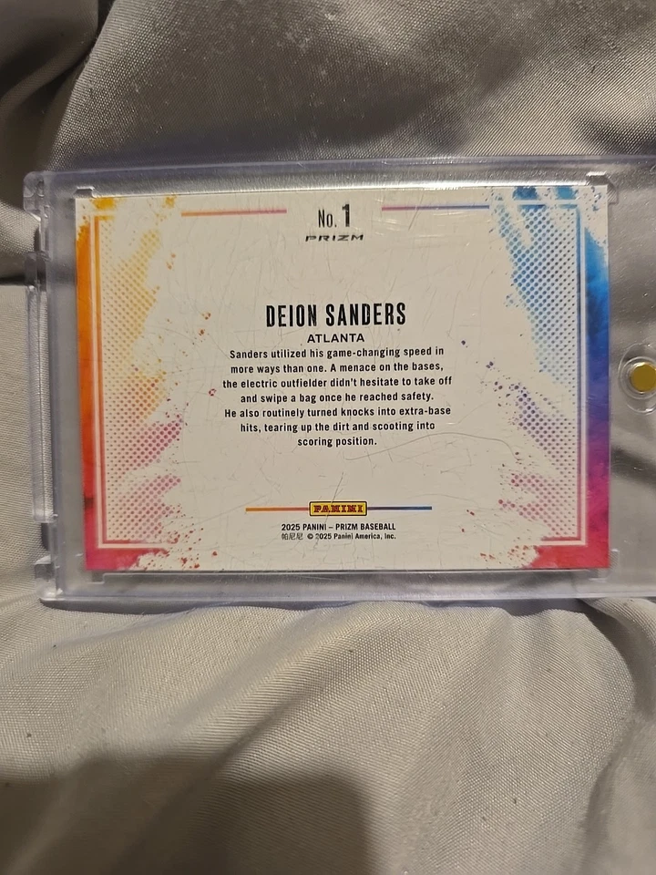 Panini Prizm Deion Sanders 2025 Color Blast Prizm #1 SSP - ESTUCHE GOLPEADO, ULTRA RARO Foto 2 de 2