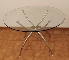 TAVOLO TONDO IN VETRO CON STRUTTURA CROMATA SPEDIZIONE ESCLUSA!! LEGGI BENE TUTT