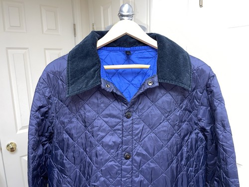 BARBOUR Liddesdale Men's Blue quilted Jacket Sz M Corduroy Collar - Picture 2 of 8