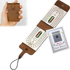 Classic Cribbage Board with Full Deck of Cards & 6 Pegs for Family Party Travel