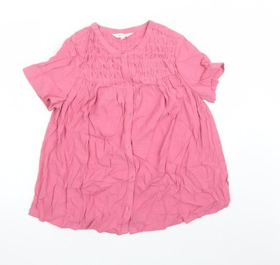 Per Una Damen Rosa Viskose Basic Knopfleiste Größe 6 Rundhalsausschnitt