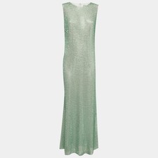 SelfPortrait Mint Rhinestone Embellished Mesh Midi Dress L
