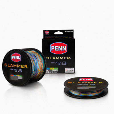 (0,11 /m) PENN SLAMMER BRAID PE x8 Multicolor 150m-3000m geflochtene Angelschnur