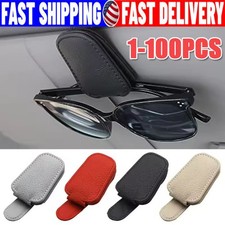 Magnetic Leather Sunglasses Holder For Car Sun Visor Eyeglass Hanger Clip Lot