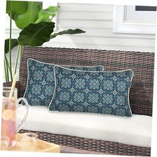 Pack of 2 Outdoor Lumbar Pillow Case Covers 12"x20", Waterproof Morgan Medal