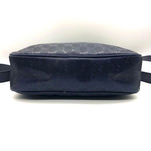 Gucci Shoulder Bag Canvas Leather Navy Silver Hardware GG Pattern Authentic - Picture 5 of 24