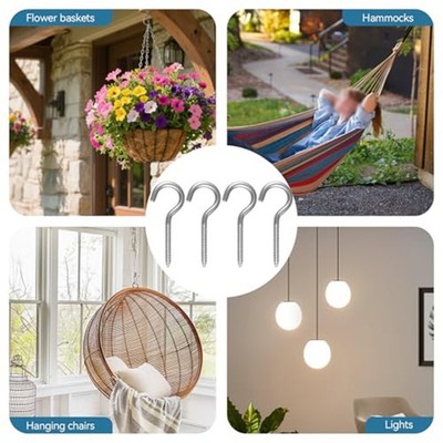 304 SS Schraubhaken 100 mm Gesamt 50 mm Gewinde für Sonnenschutzsegel Blumenkö