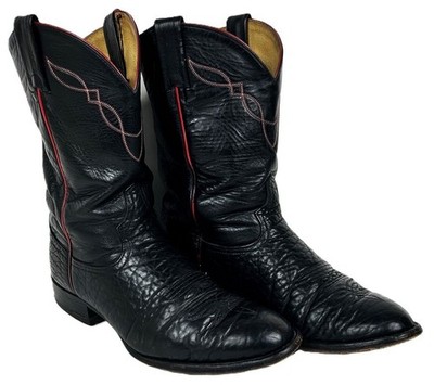 Tony Lama Western Cowboy Boots 2022 Black w/Red Stitch Size 9.5 EE