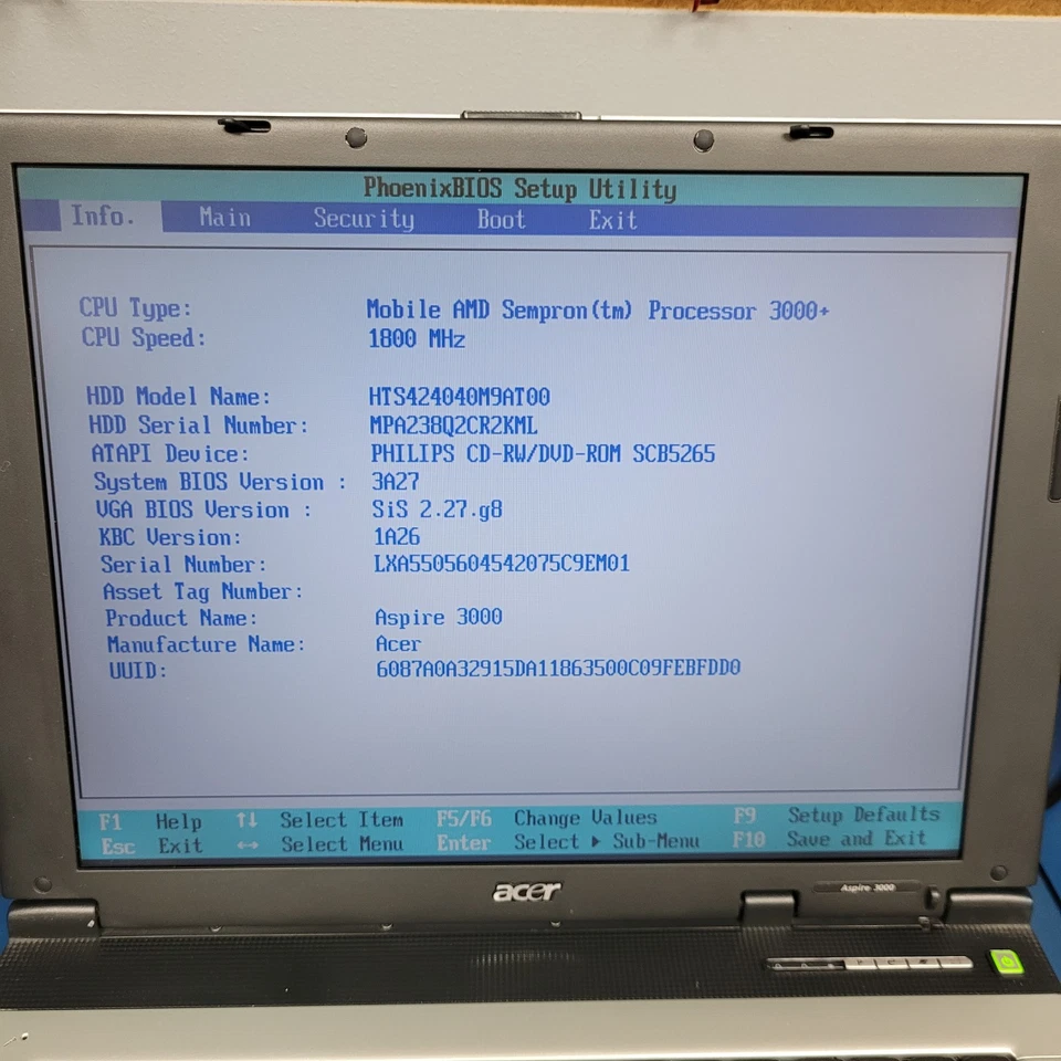 Ноутбук Acer Aspire 3003 LCi / процессор AMD Sempron 3000 / 640 КБ RAM / без жесткого диска - Изображение 2 из 4