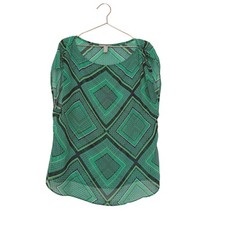 Banana Republic Green Diamond Pattern Blouse semi sheer