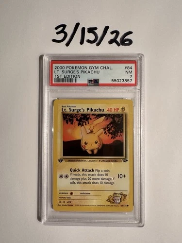 Pokémon TCG Gym Challenge Lt. Surge's Pikachu 1st Edition #84 PSA 7 2000