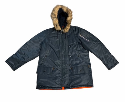 #ad Vintage 70s Sears Parka Jacket Size L N 3B Military Style Snorkel Puffer Blue $63.74