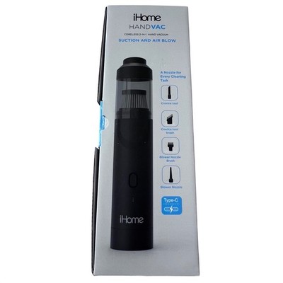 iHome HandVac Cordless 2-in-1 Hand Vacuum Suction and Air Blow IHCV12-BLK Black
