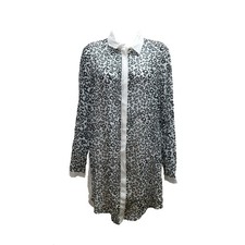 Versace Jeans Buttoned Collared Long Sleeve Blouse, Leopard Grey, US 4