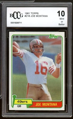 1981 Topps #216 Joe Montana Rookie Card BGS BCCG 10 Mint++