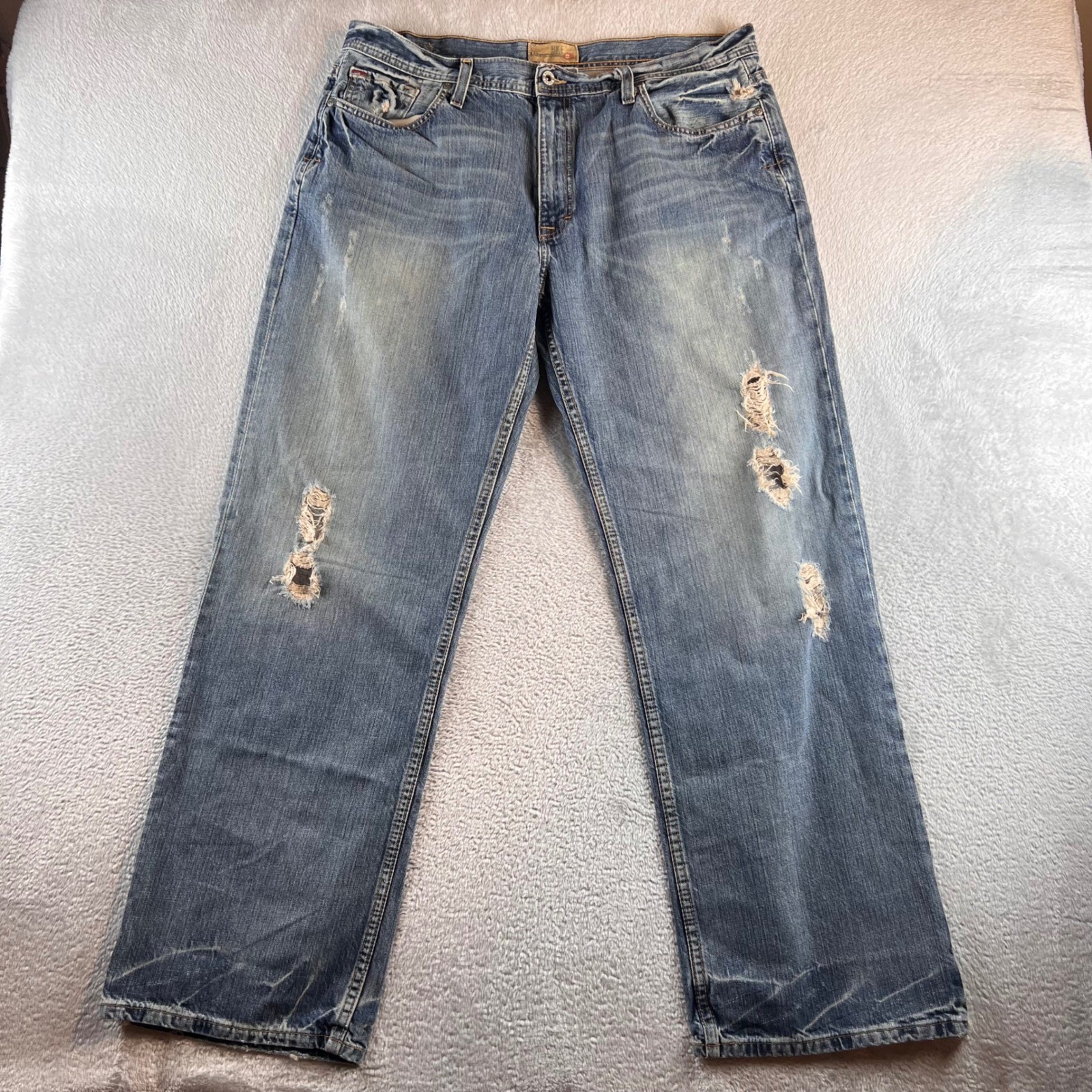 BKE Austin Regular Fit Distressed Jeans Men 38 Fits (37x31.5) Blue KBK2023R Y2K