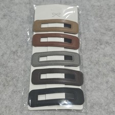 Leather Snap Hair Clips for Women, 5 PCS, Minimalist Rectangular Design
