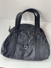 Bolso de Hombro Kipling Gris Nylon Cartera Bolso de Mano Doble Correa