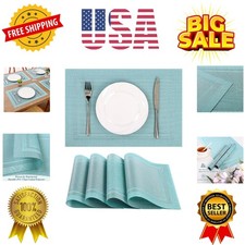 Woven Vinyl Placemats Set of 4 Wipe Clean Place Mats for Dining Table Heat Re...