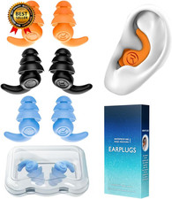 Waterproof Swimming Ear Plugs for Adults, 3 Pairs Reusable Silicone Swimmer Earp