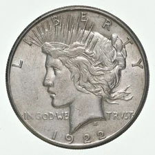 (1) Choice AU/UNC 1922-S Peace Silver Dollar - 90% Silver