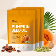 3paack Pumpkin Seed Oil with Saw Palmetto Capsules Cold Pressed, Pure Virgin Oil