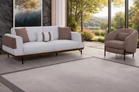 Moderne Couchgarnitur Stilvoller 3-Sitzer Textilsessel 2Tlg Set