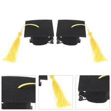 2 Pcs Graduation Mini Hat for Hair Bachelor Decors Decorations Cap