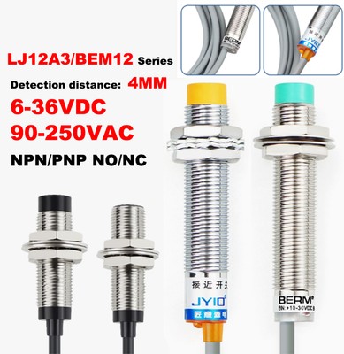 LJ12A3/BEM12 3-Wire NPN/PNP NO/NC 6V-36V 4mm Inductive Proximity Sensor Switch