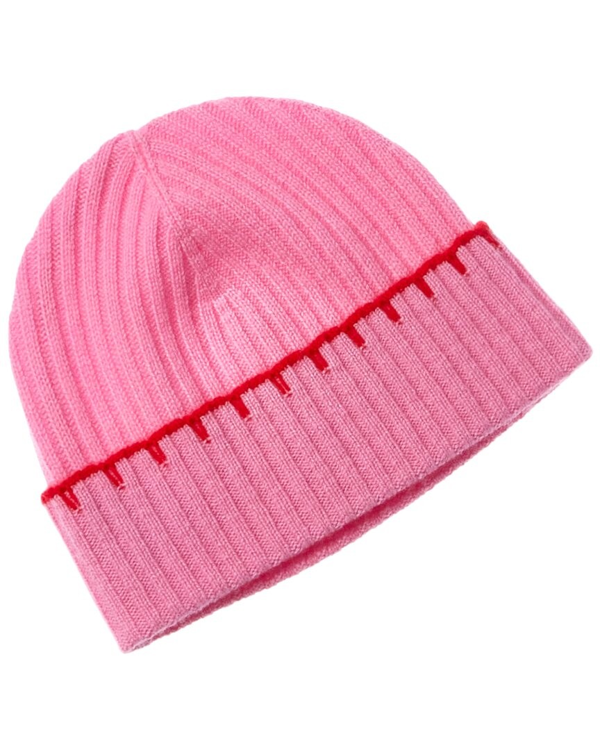 Женская кашемировая шляпа в рубчик с отстроченным краем от Hannah Rose розовая 4790₽