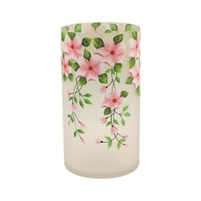 Cracked Glass Flower Vase Pink Floral 2 Sizes Vintage Style Table Shelf Decor
