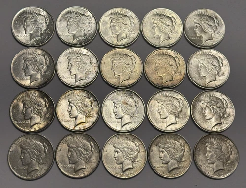 1922 P PEACE SILVER DOLLAR (90% Silver) ROLL  (Lot of 20) ~ AU/BU