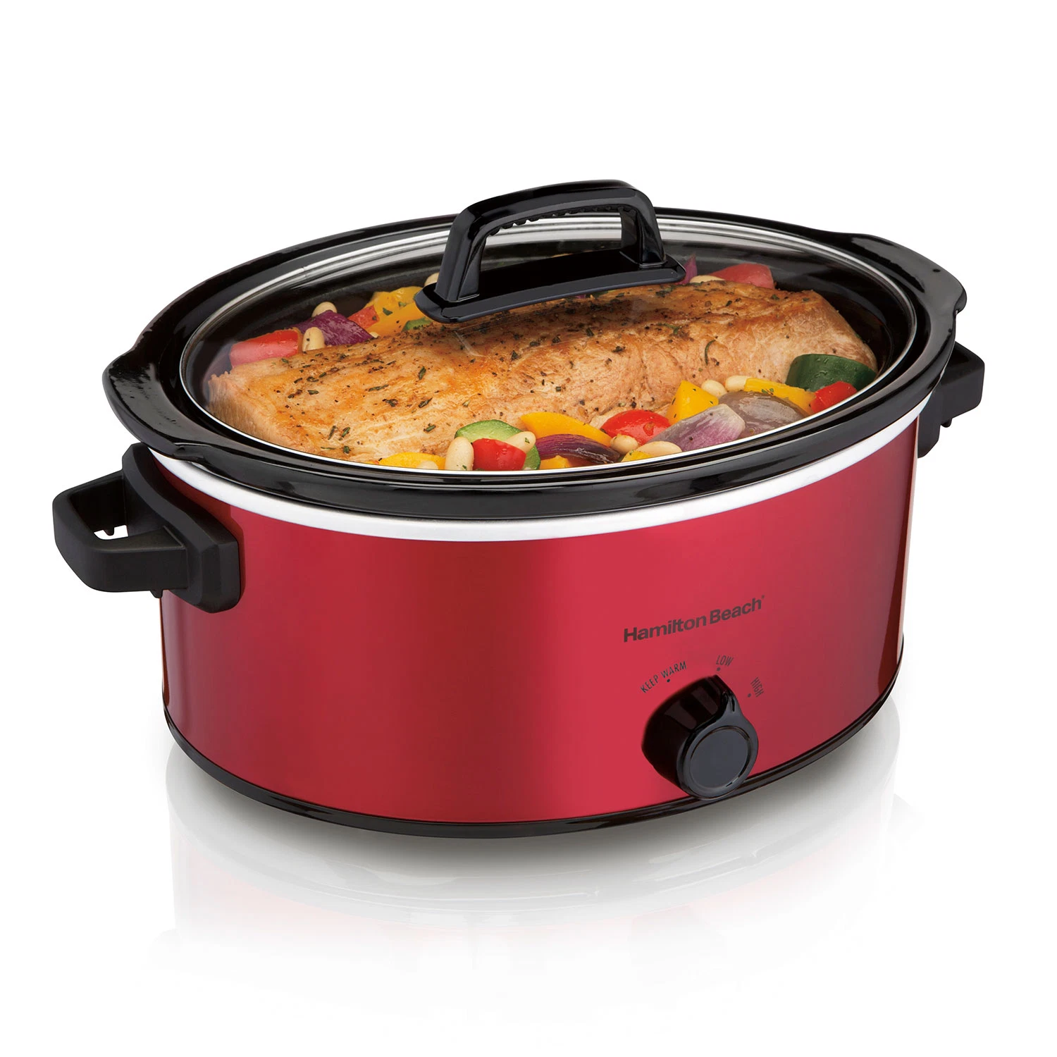 Hamilton Beach 6 Quart Oval Slow Cooker, Red