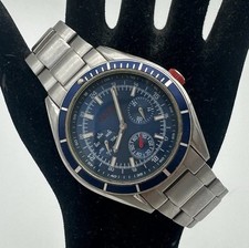 Redline Men s Day Date Watch Blue Dial Red Ac...