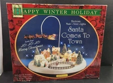 Vintage "Santa Comes To Town" Christmas Village Skating Pond New Other Musical 