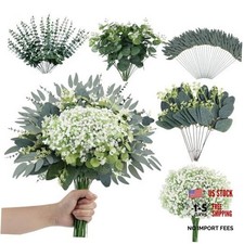 120Pcs Artificial Mixed Eucalyptus Stems Leaves Bulk, Faux Greenery Stems