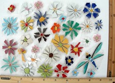 Daisy  Dragonfly Mosaic Tile Mix Size  Color Broken China Plate 32 Tiles