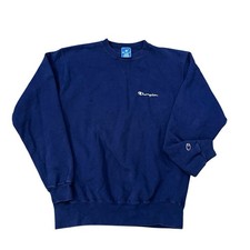 Vintage Champion Mens Large Tall Sweatshirt Crewneck Navy Blue Made In Usa 90s